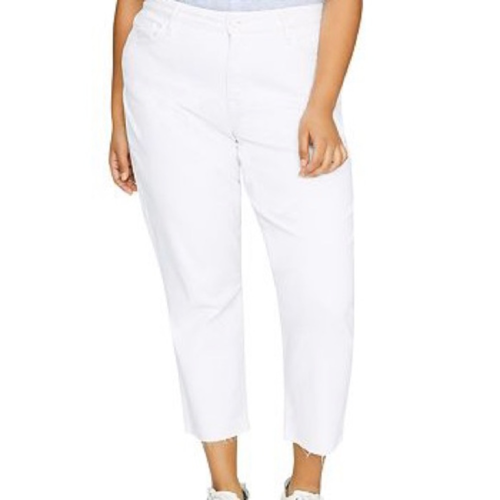 NWT Sanctuary White Jeans Modern Straight Crop Distressed Curve Plus Sz 24 W
